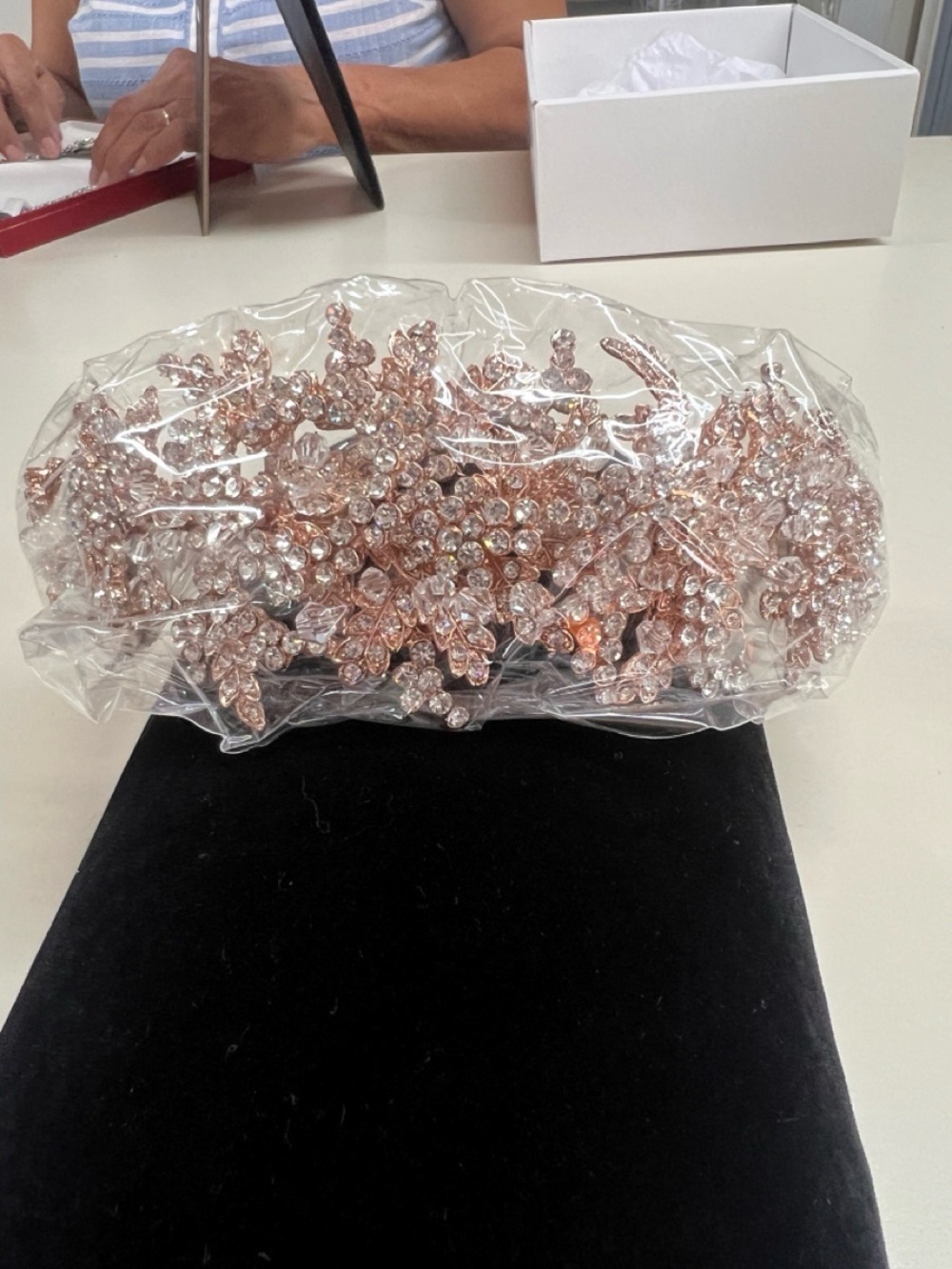 Rose Gold Crystal Floral Tiara